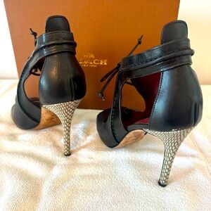 Coach Black Leather with Snakeskin Heels